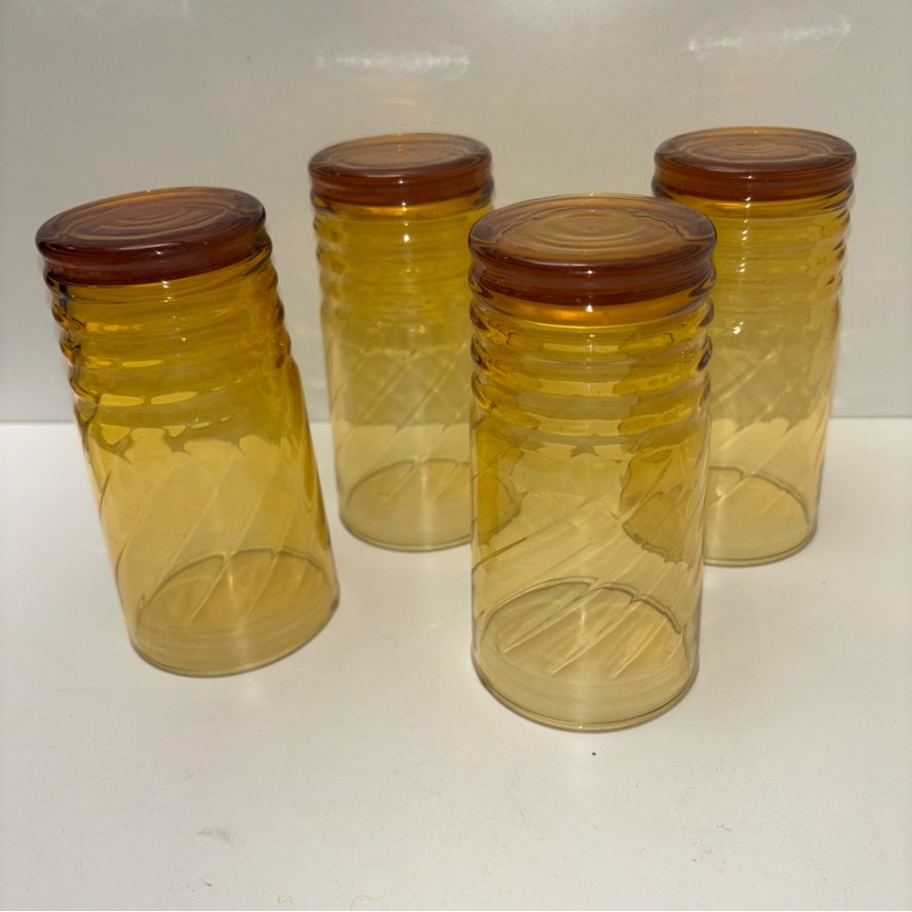 Libbey set of 8 vintage Malibu Gold drinking glasses: 4 tall, 4 short - Picture 4 of 12